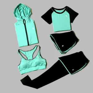 5 Piece Set Yoga For Women Wear Bra Performance Fitness Sports Women's T-Shirt For Fitness Clothing Training Set Sport Suit