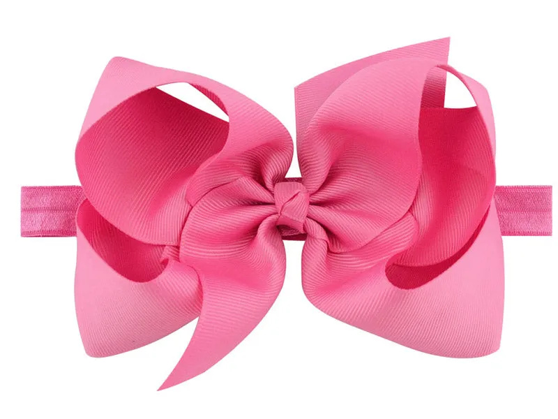 6 Inch bow on elastic headbands