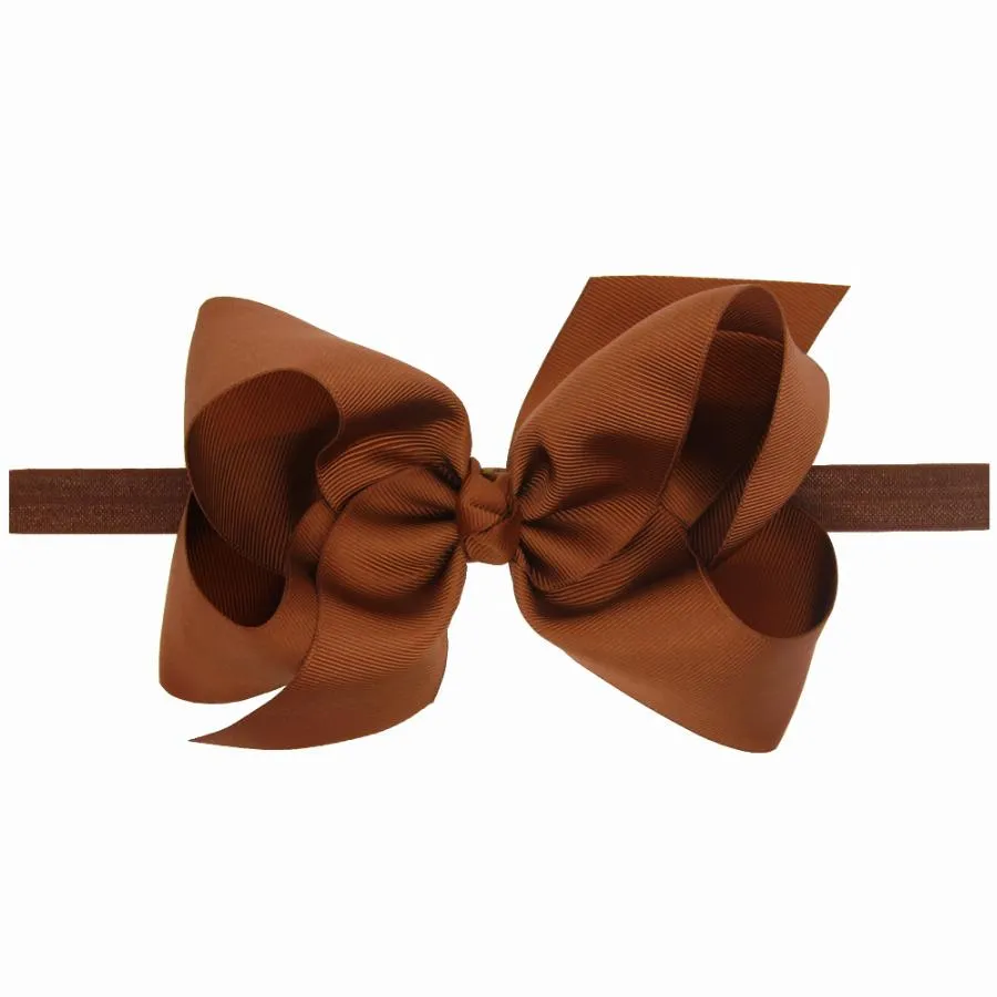 6 Inch bow on elastic headbands