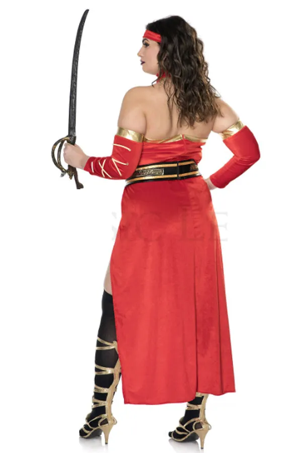 Ancient Warrior Costume Set – 6-Piece Lace-Up Dress, Belt, Armbands & More