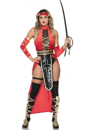 Ancient Warrior Costume Set – 6-Piece Lace-Up Dress, Belt, Armbands & More