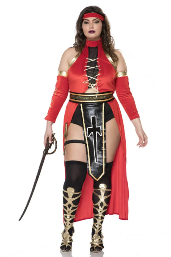 Ancient Warrior Costume Set – 6-Piece Lace-Up Dress, Belt, Armbands & More