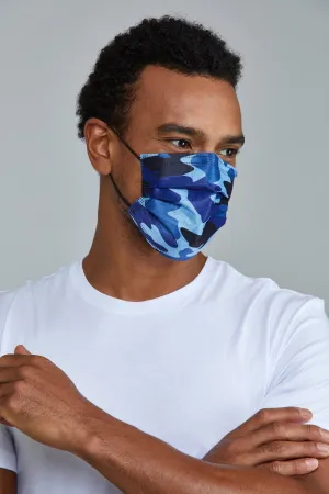 Blue Camo Face Masks - 10 Pack