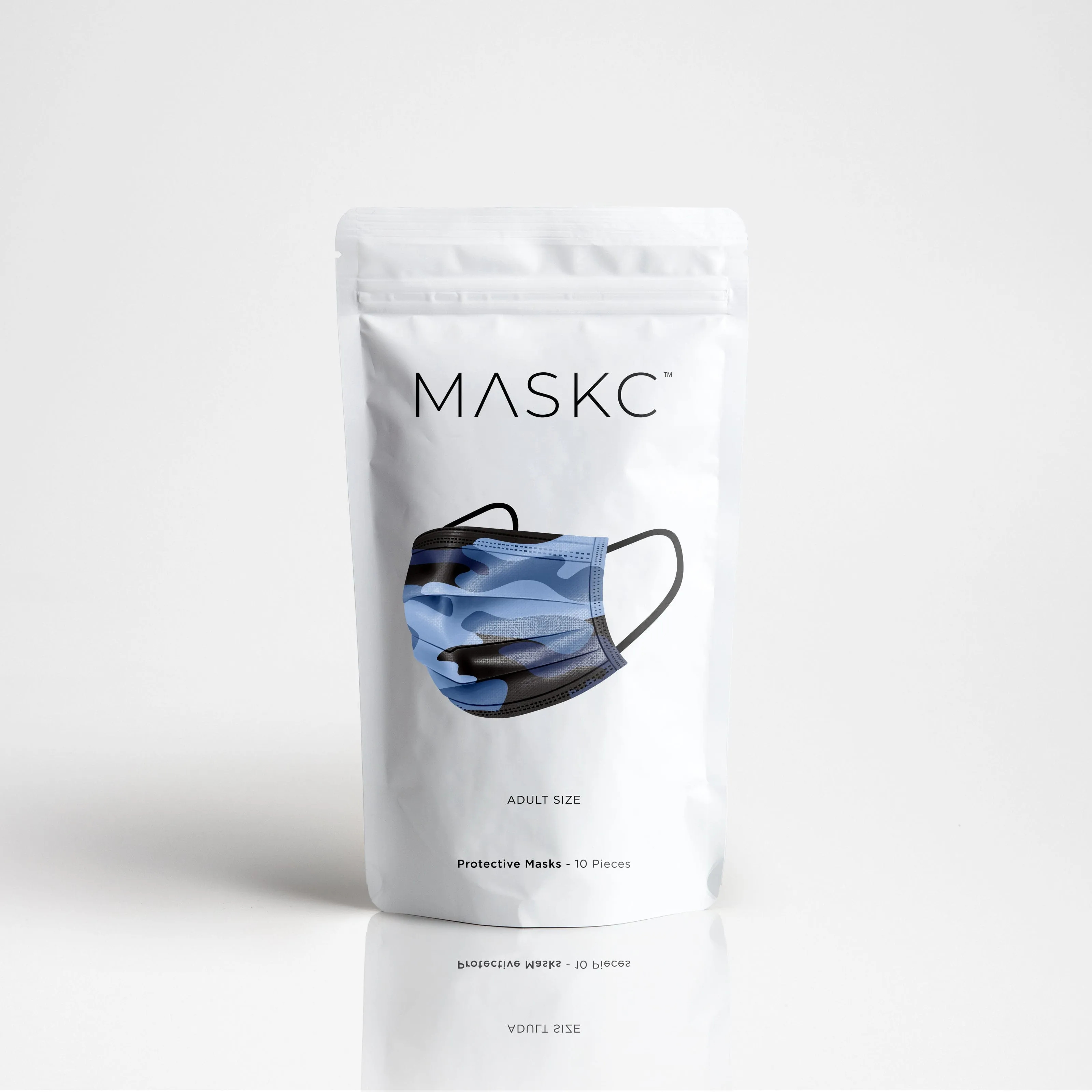 Blue Camo Face Masks - 10 Pack