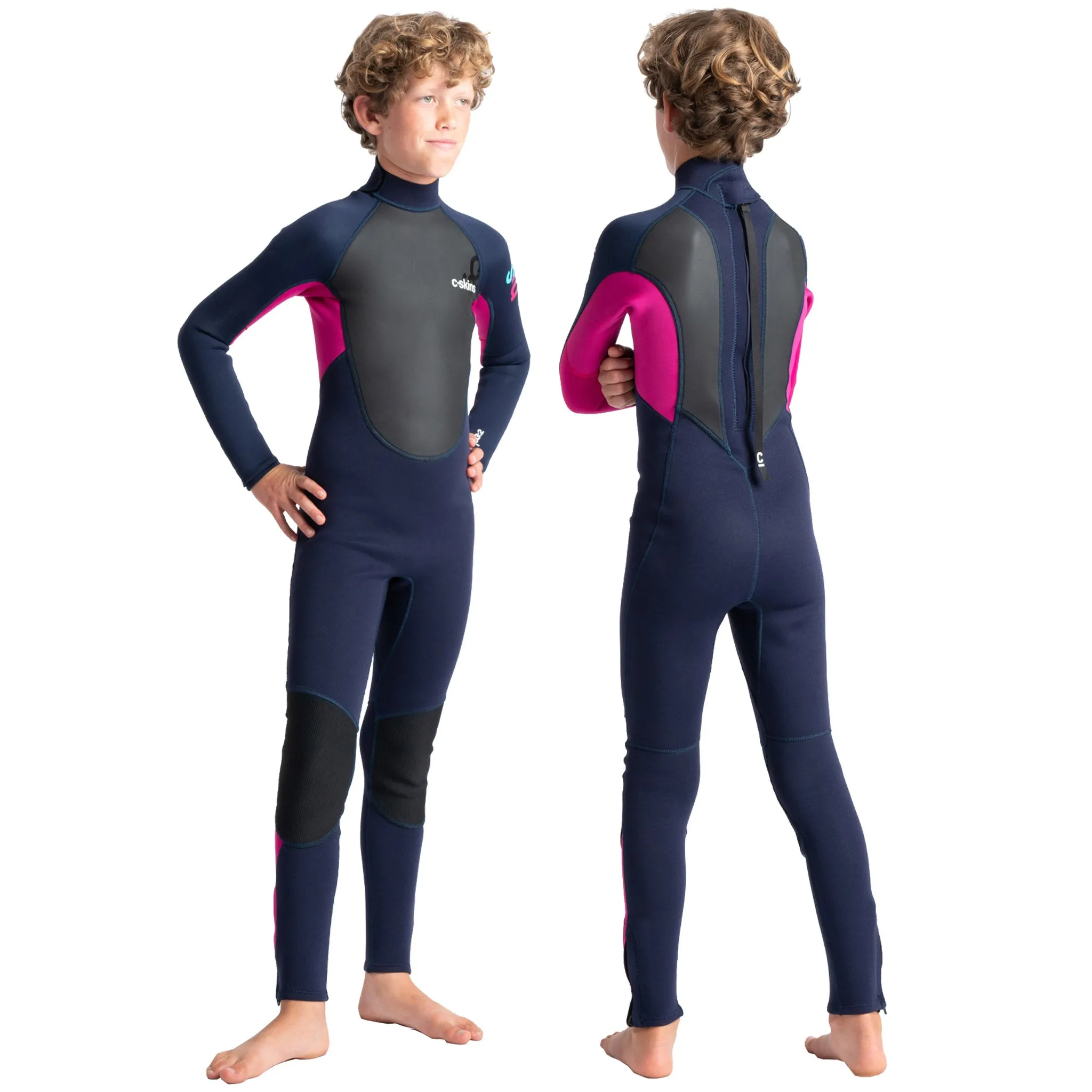 C-Skins Element Junior Unisex 3:2mm Steamer Wetsuit - Slate/Magenta/Multi