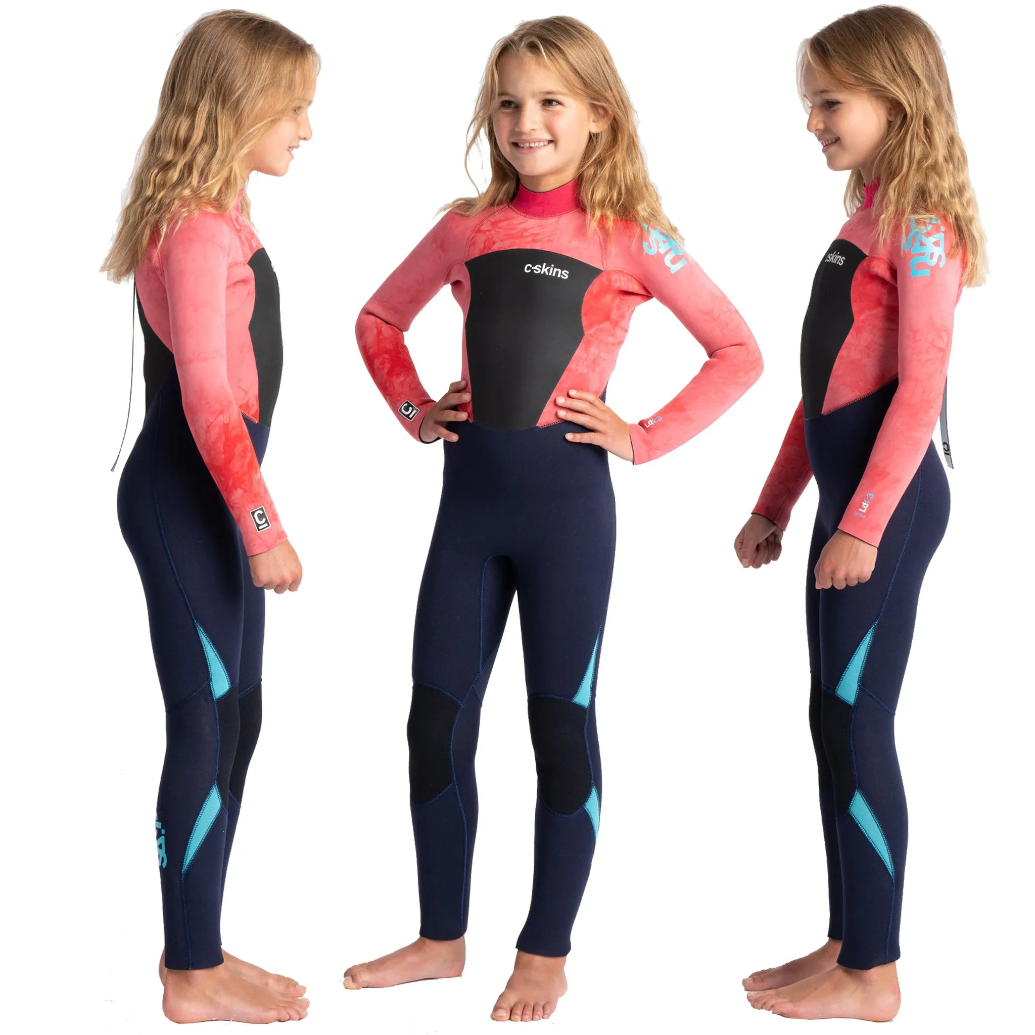 C-Skins Legend 4/3mm Junior Wetsuit - Slate/Coral Tie Dye/Ocean