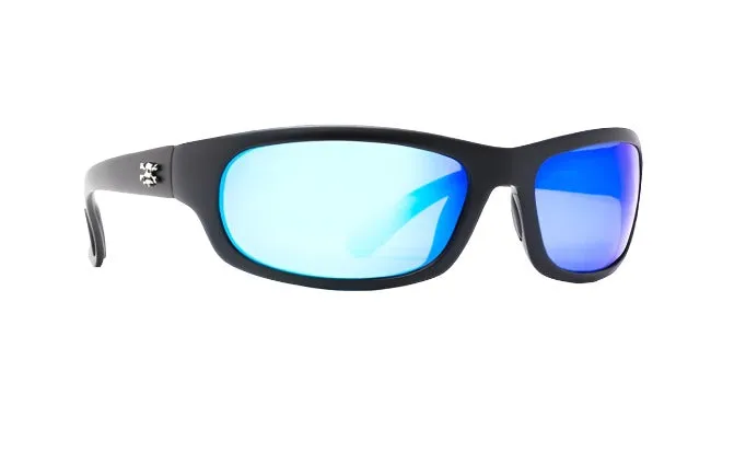 Calcutta Steelhead Black Frames - Blue Mirror Lens - Polarized Sunglasses