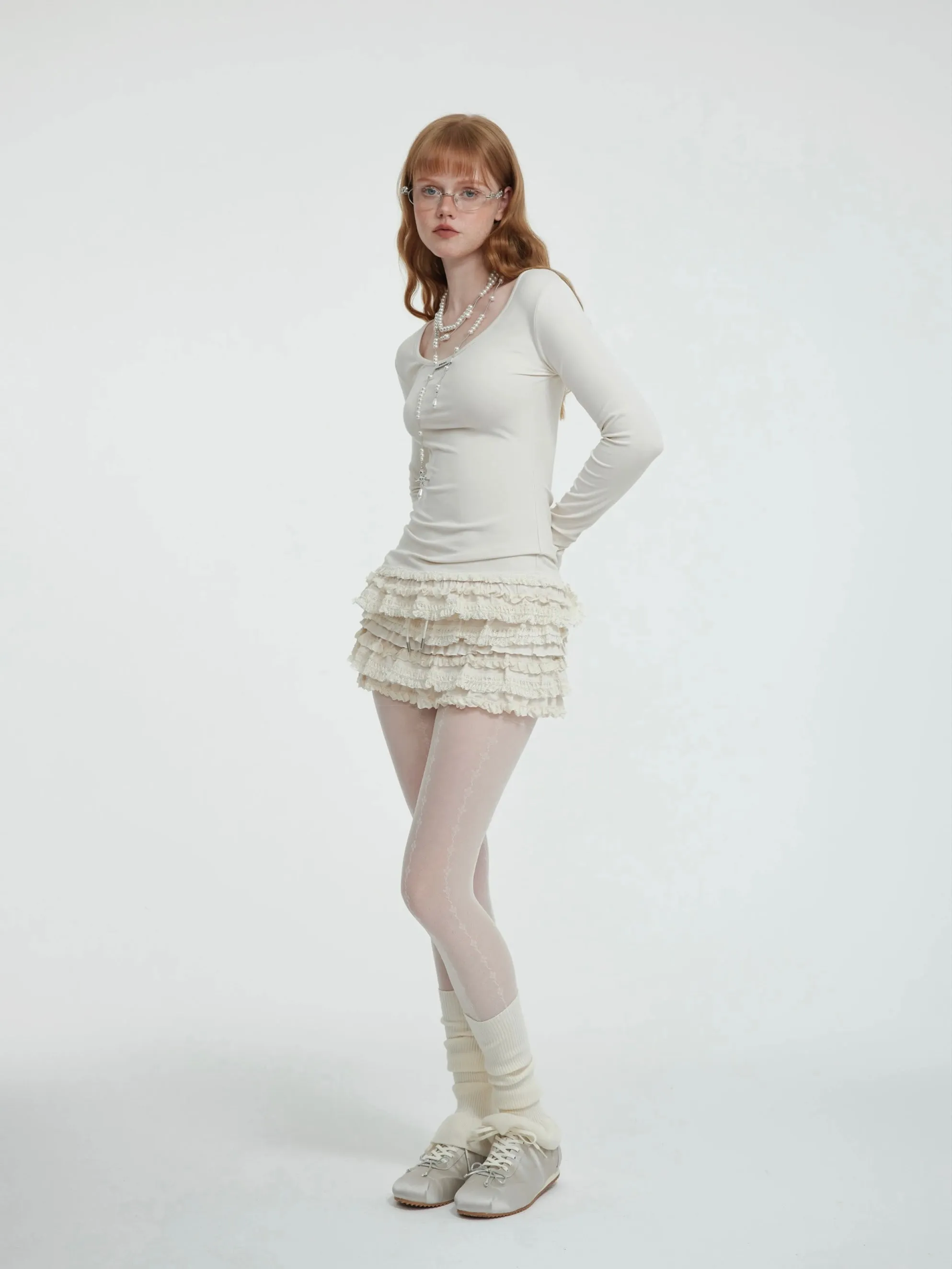 [Customizable] Coquette Sweetheart White Sweatshirts and Skirt Set