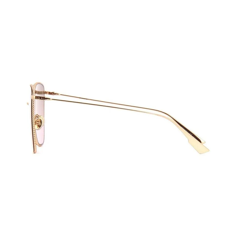 Dior Gold Studded “Society 1S” Sunglasses w/ Rose Pink Lenses