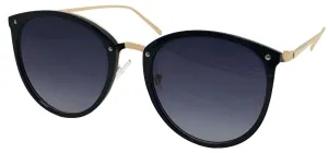 Fantas-Eyes Womens Key Largo Round Non-Polarized Sunglasses - Black/Gold