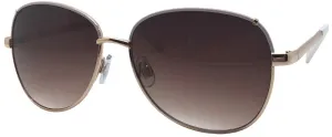 Fantas-Eyes Womens Ophelia Oval Metal Non-Polarized Sunglasses - Gold/White