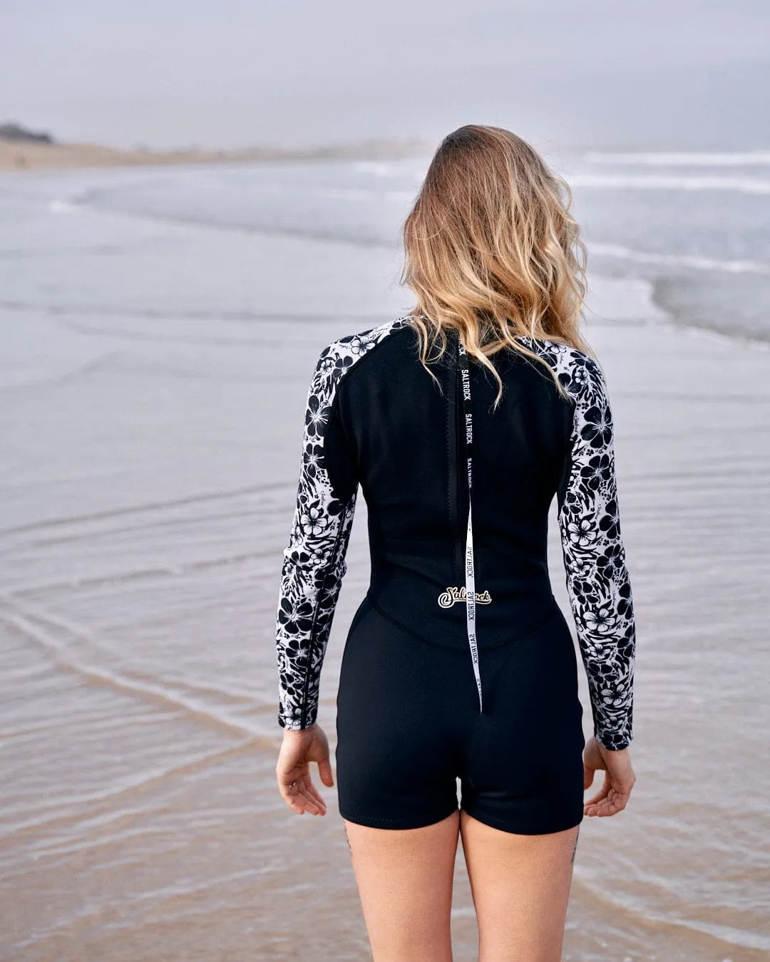 Hibiscus - Womens Shortie Wetsuit - Black