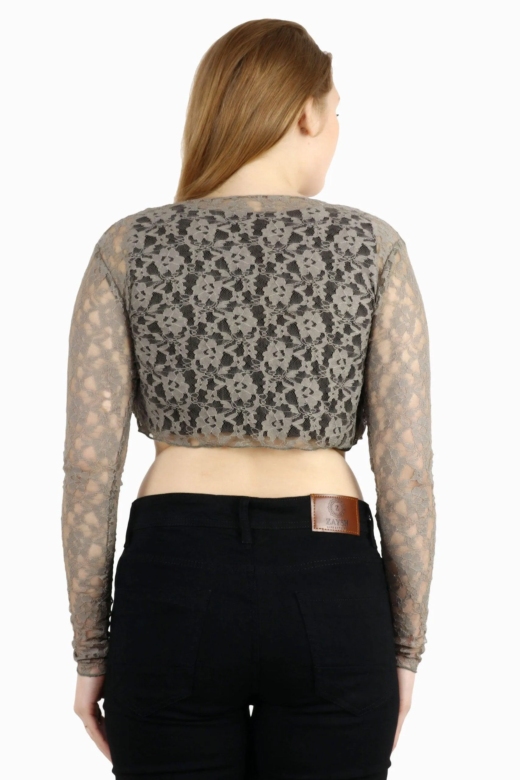 Lace Sheer Shrug with Long Sleeves