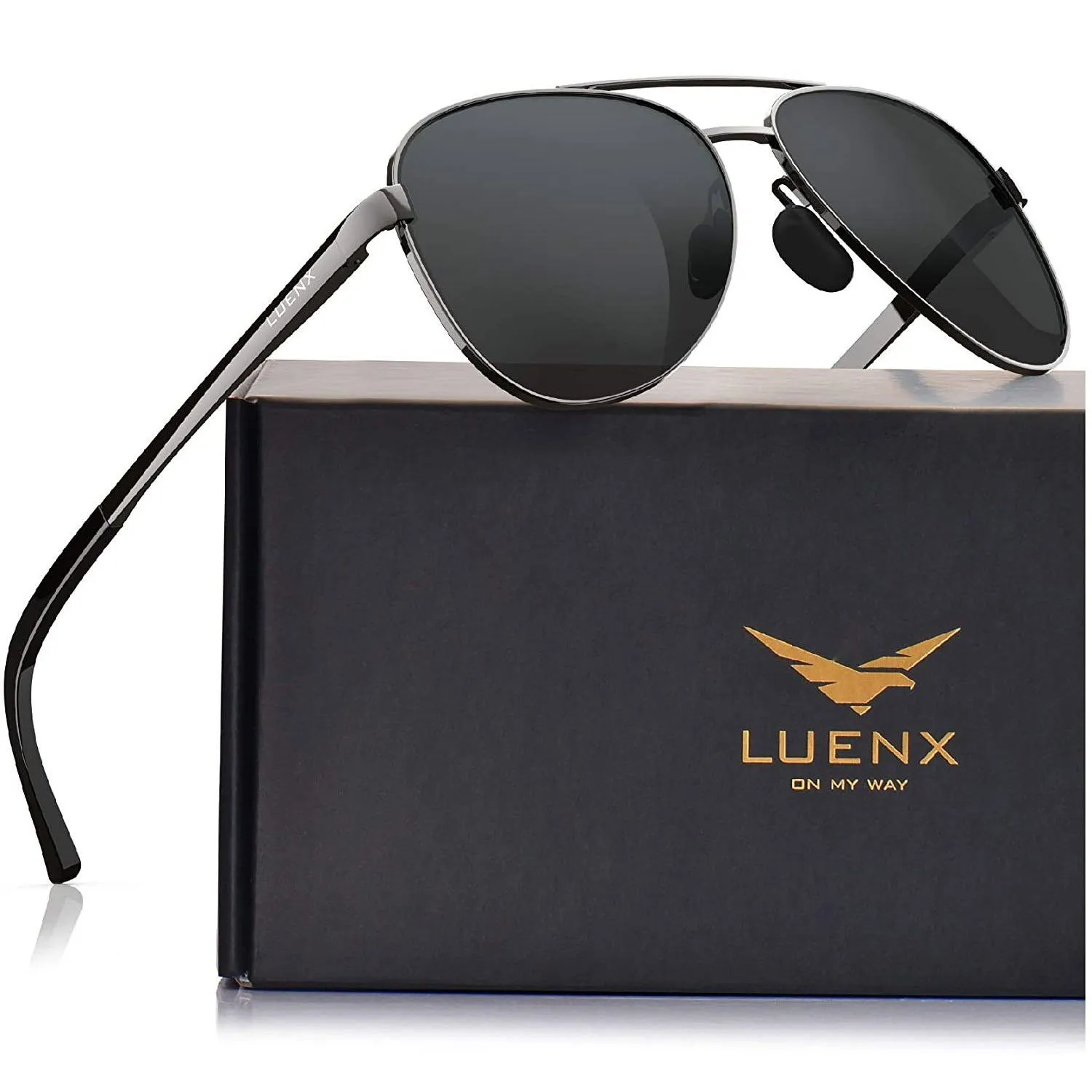 LUENX Aviator Sunglasses Men Women Polarized UV400 Metal Frame 60MM