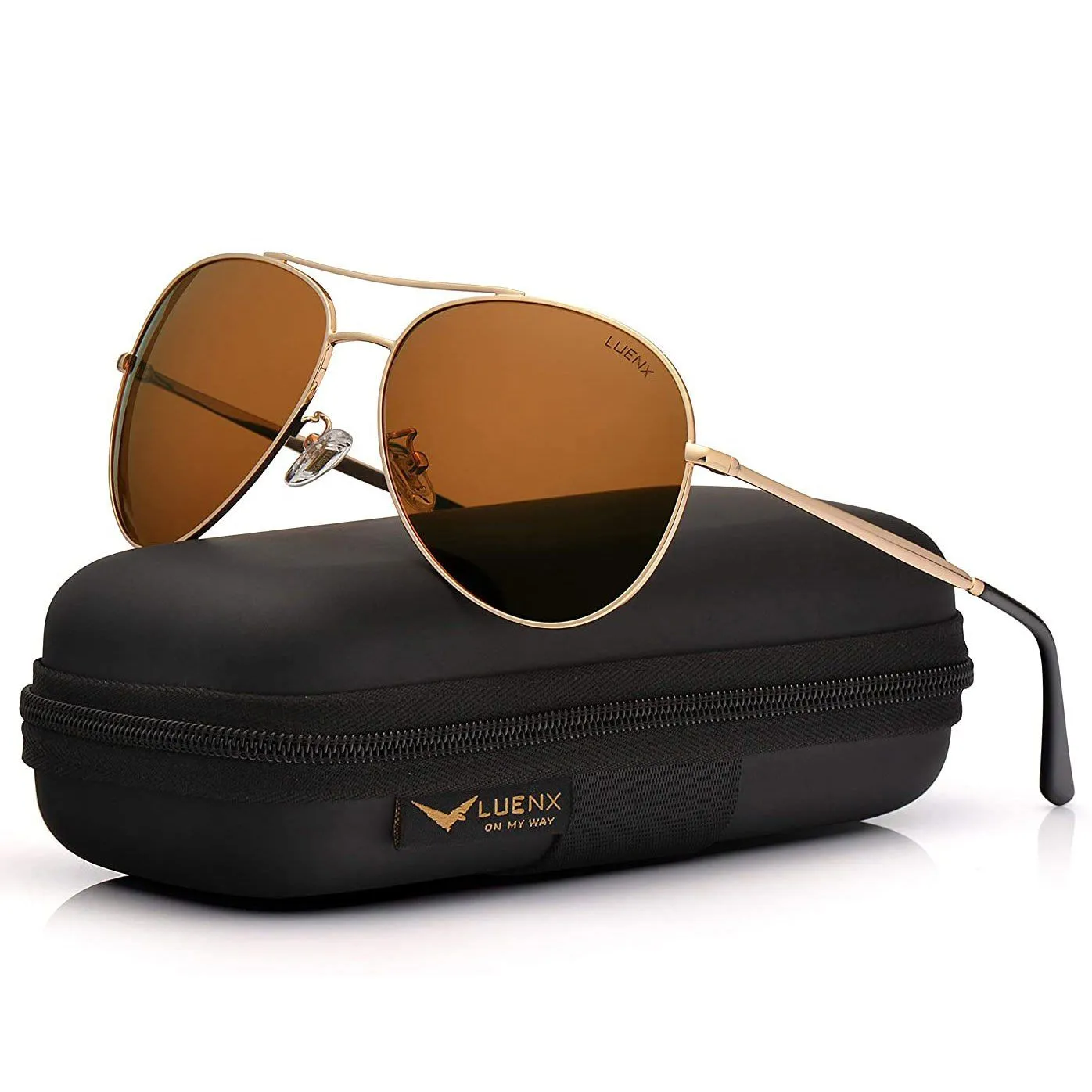 LUENX Aviator Sunglasses Men Women Polarized UV400 Metal Frame 60MM