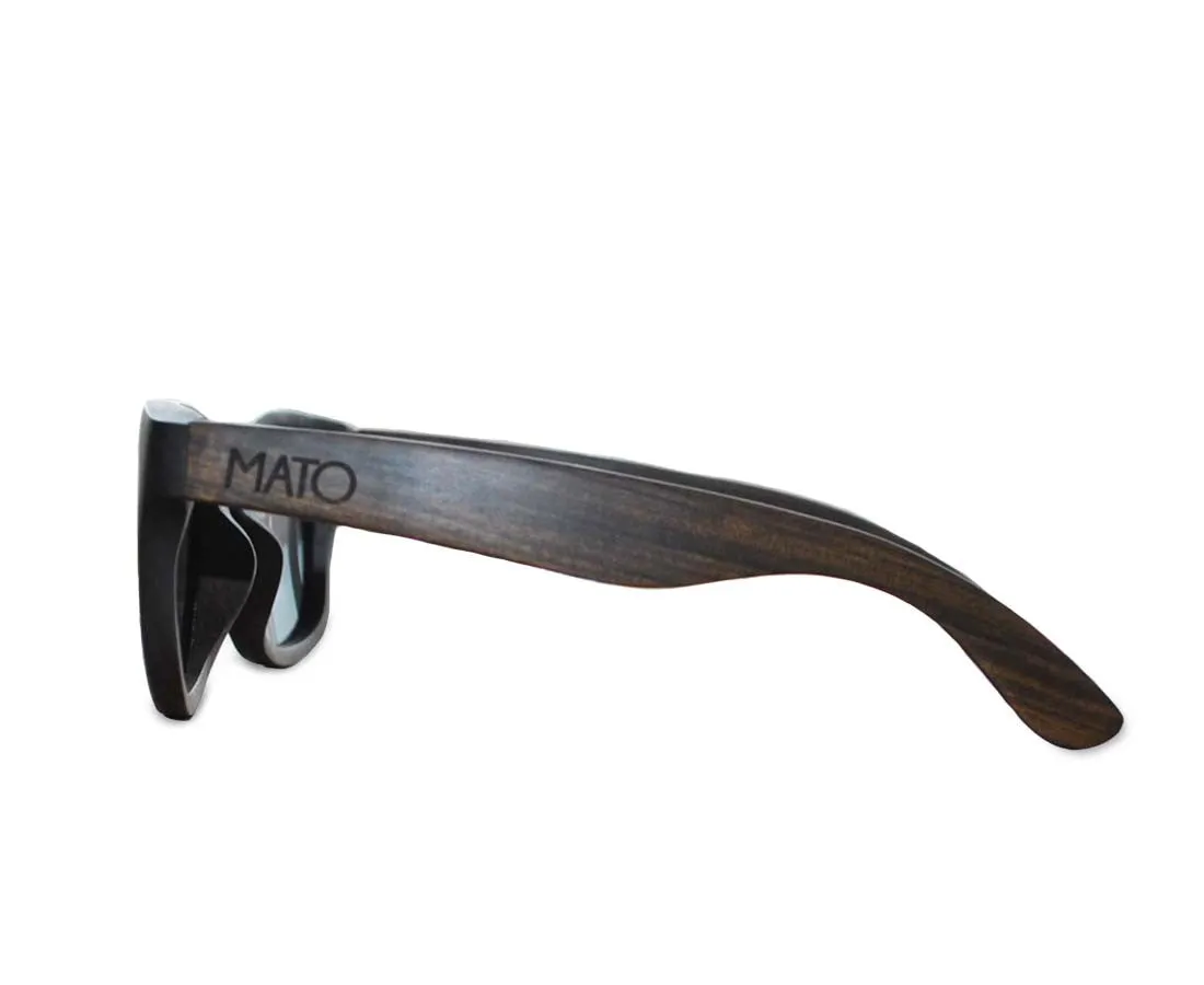 Mato Wooden Wayfarer Sunglasses Polarized Black Lens 55mm