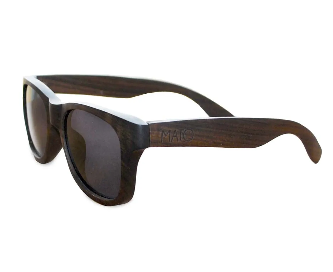 Mato Wooden Wayfarer Sunglasses Polarized Black Lens 55mm