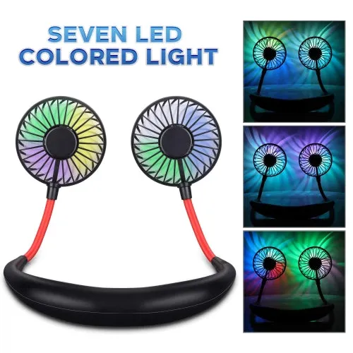 Mini Air Portable LED Light Neck Fan