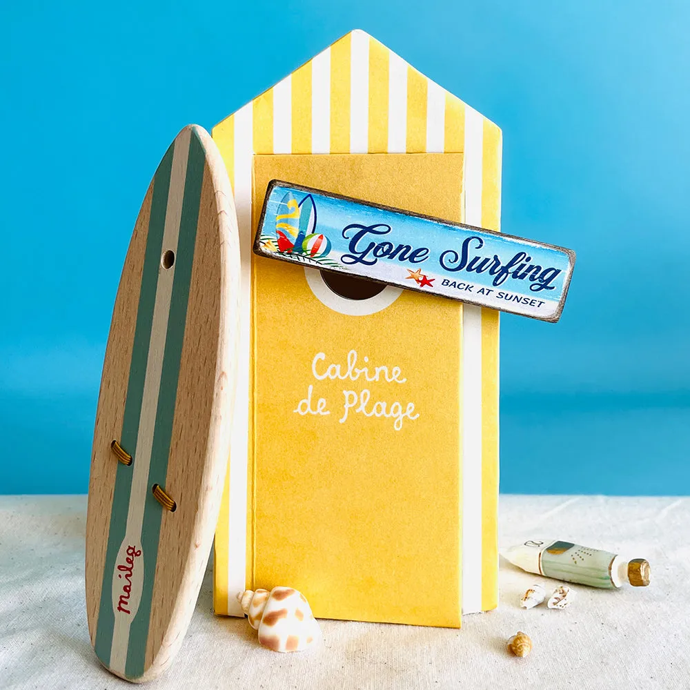 Miniature 'Gone Surfing' Wooden Sign