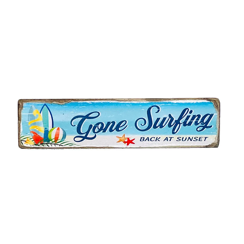 Miniature 'Gone Surfing' Wooden Sign