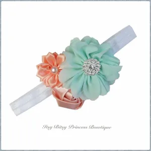 Mint & Peach Blossom Headband