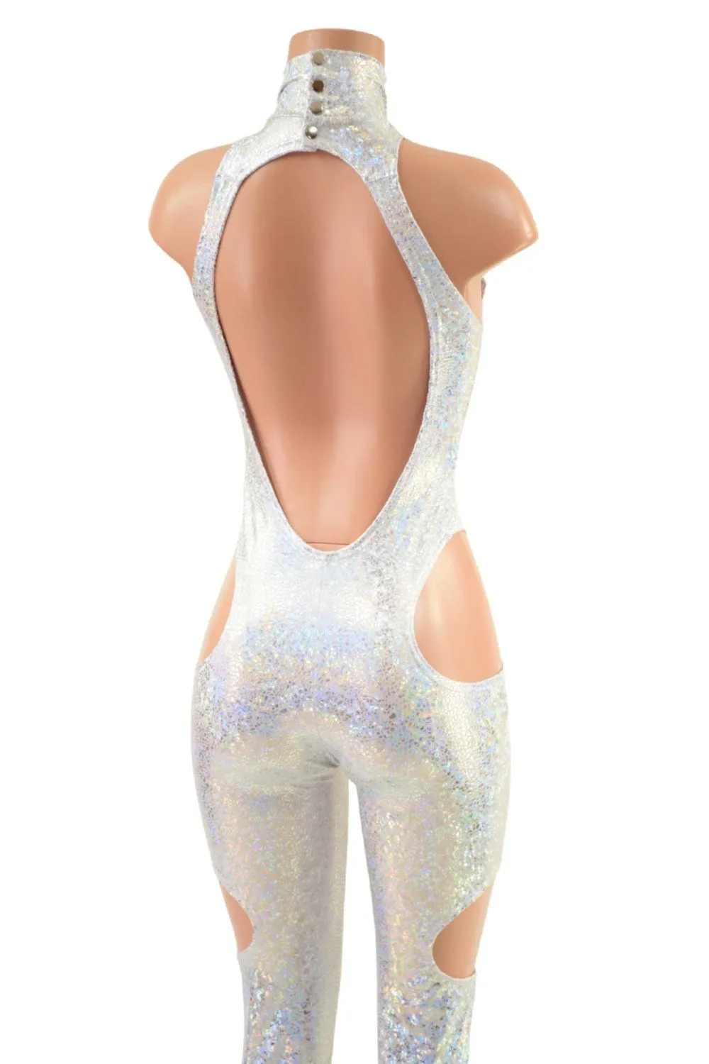 SpellBound Catsuit in Silver on White Shattered Glass