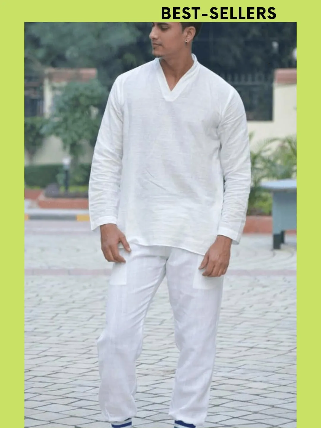 White Yoga Bengal Khadi Kurta Set