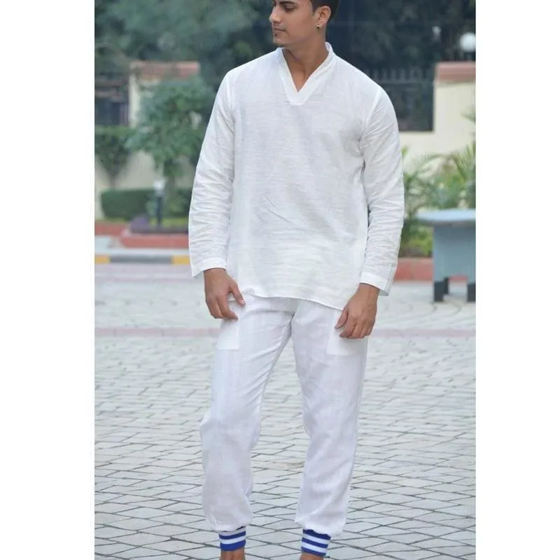 White Yoga Bengal Khadi Kurta Set