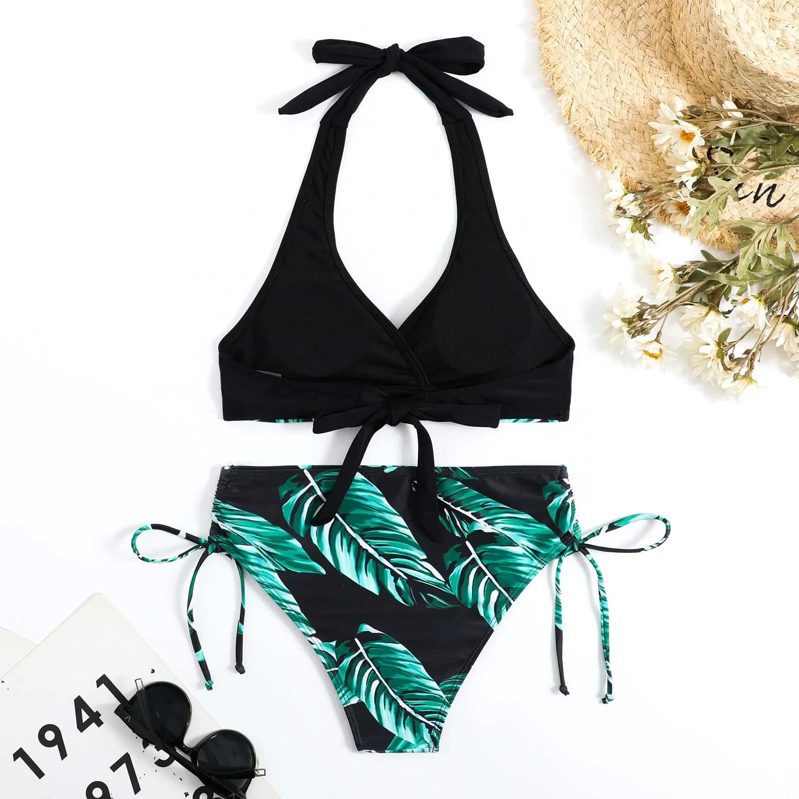 Women Sling Backless High Waist Beach Swimwear Bathing Suit