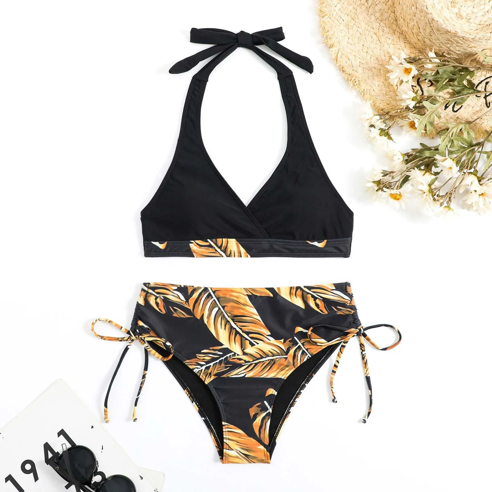 Women Sling Backless High Waist Beach Swimwear Bathing Suit