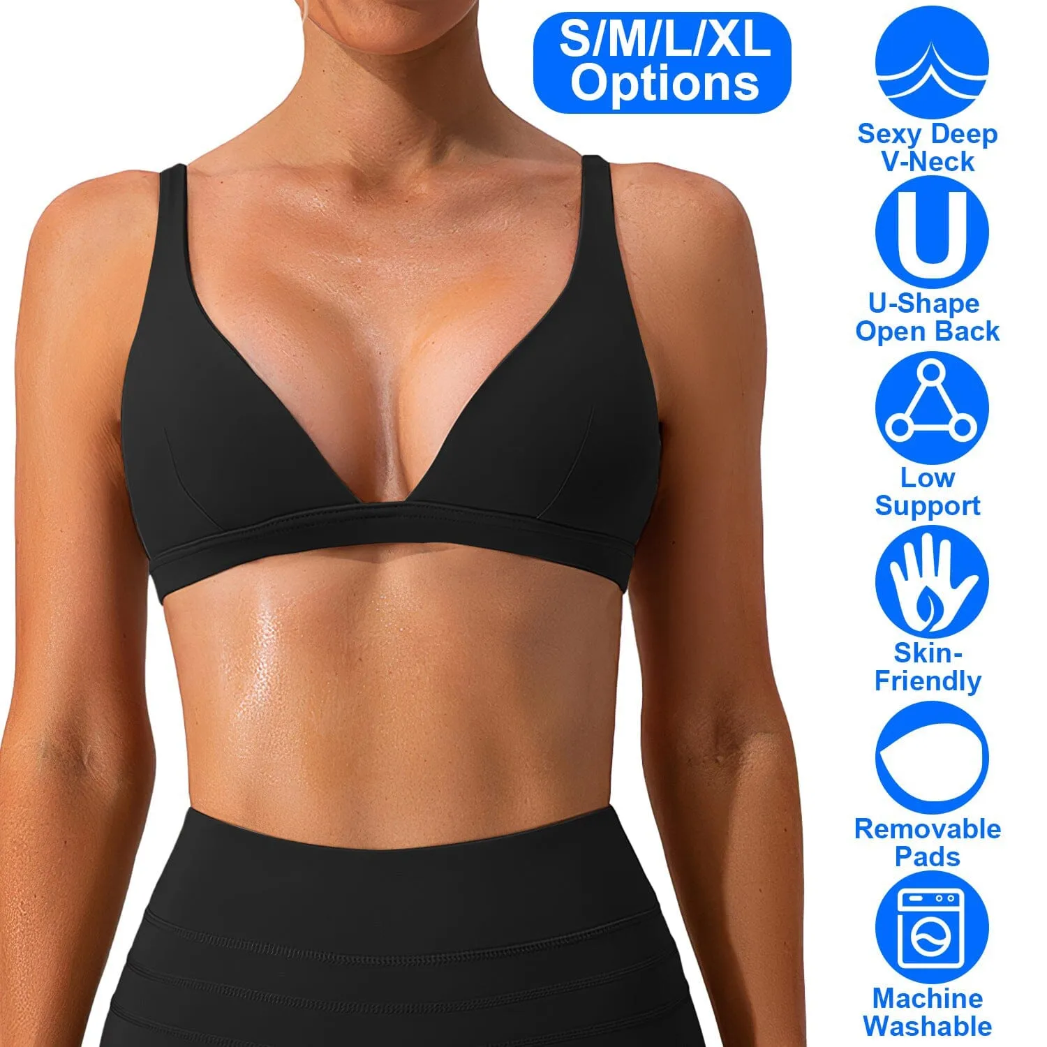 Women's Deep V-Neck U-Shaped Back Sports Bra