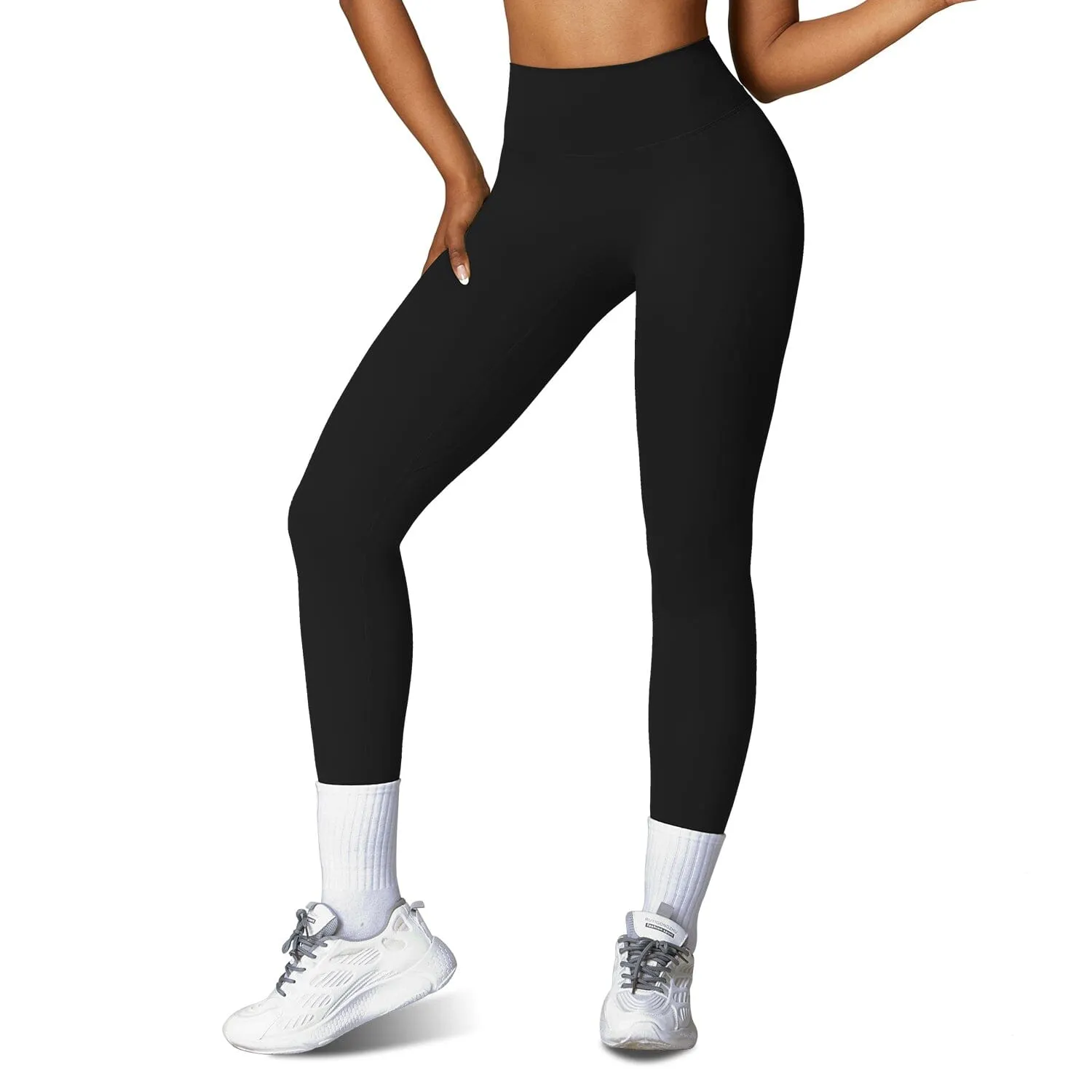 Women's High Waist Workout Leggings Tummy Control Compression with 25" Inseam No Front Seam