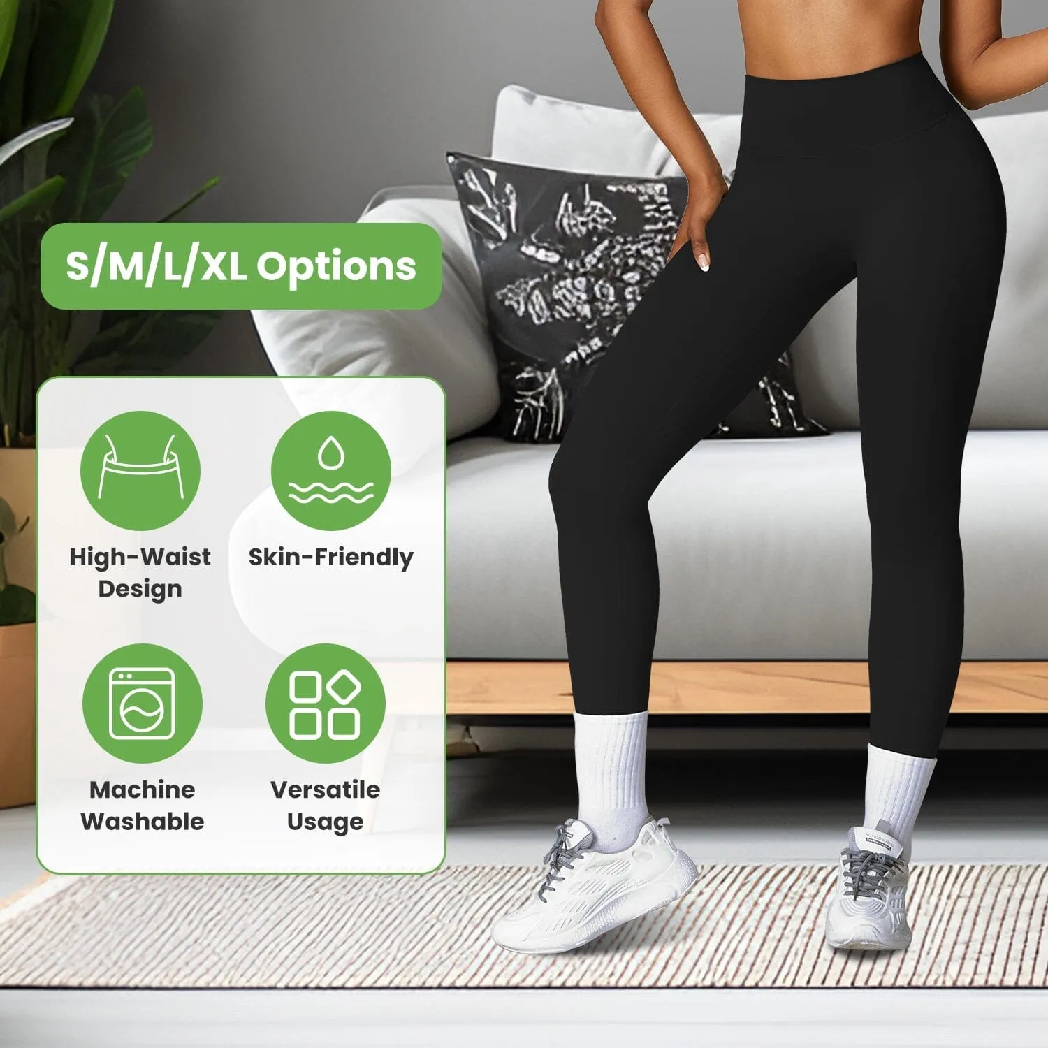 Women's High Waist Workout Leggings Tummy Control Compression with 25" Inseam No Front Seam