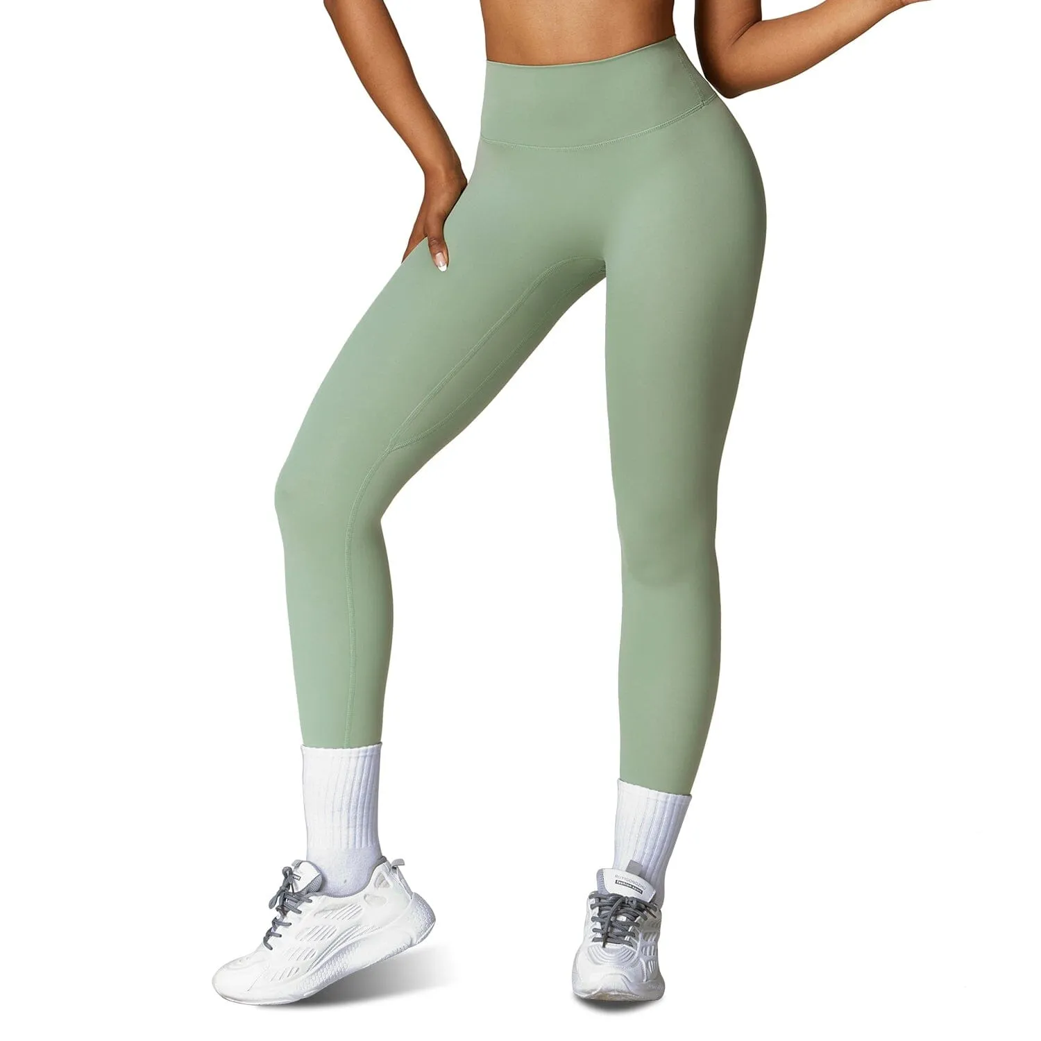 Women's High Waist Workout Leggings Tummy Control Compression with 25" Inseam No Front Seam