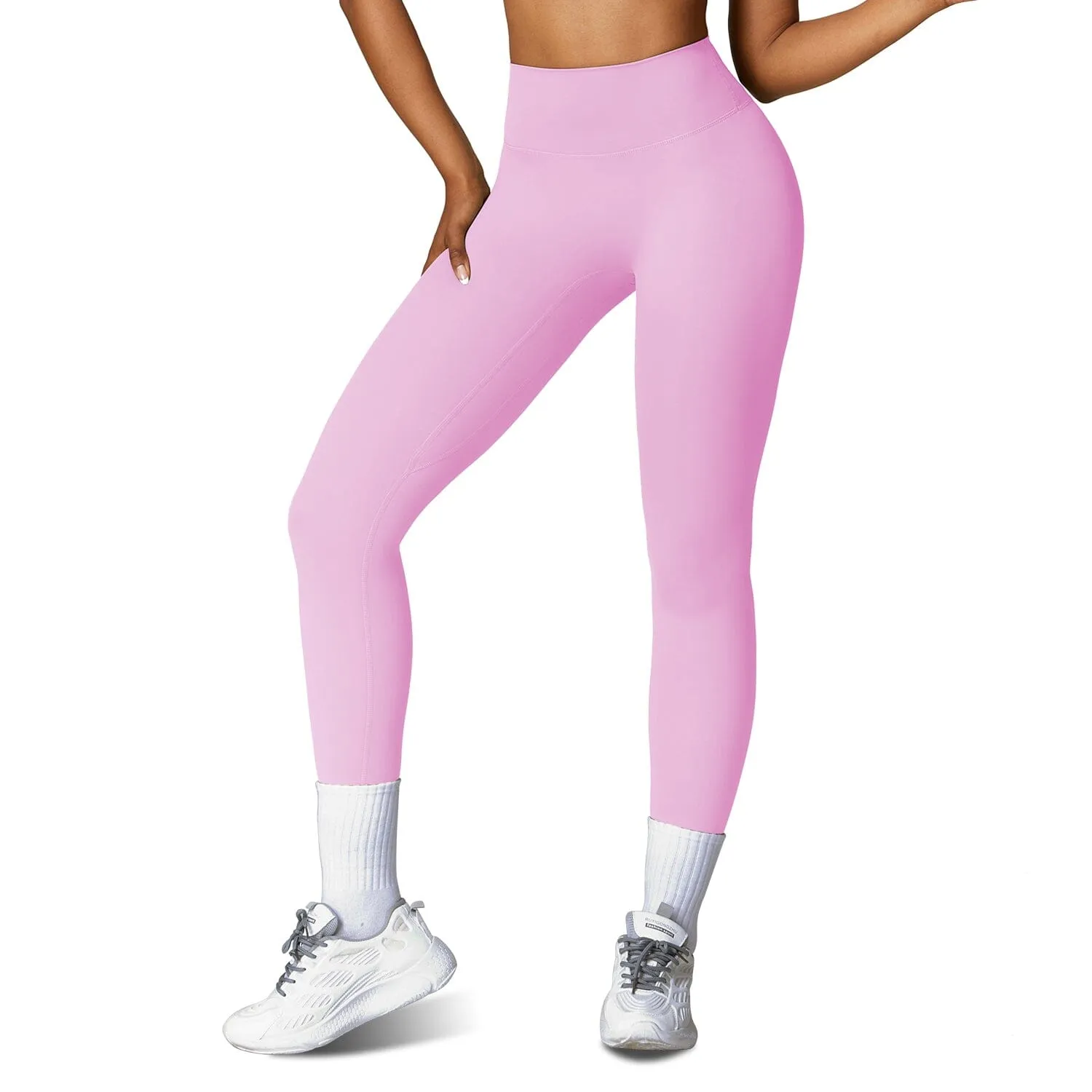 Women's High Waist Workout Leggings Tummy Control Compression with 25" Inseam No Front Seam