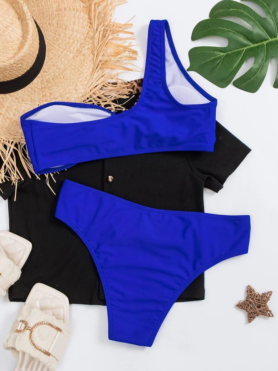 Women's Royal Blue High Waist Bikini Set - Sexy Two-Piece Swimsuit